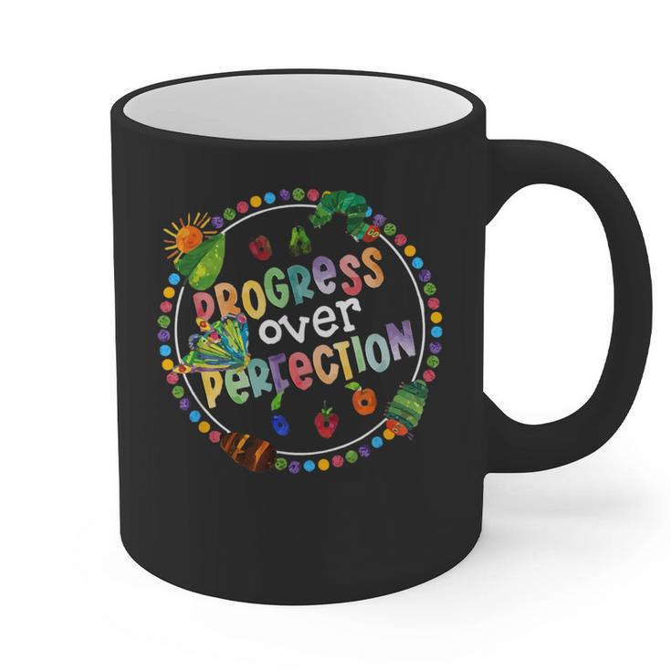 Progress Over Perfection Caterpillar Back To School Teacher Graphic Print Coffee Mug