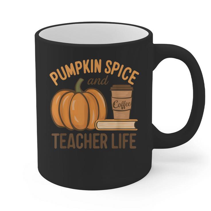 Pumpkin Spice And Teacher Life Halloween Teacher Graphic Print Coffee Mug