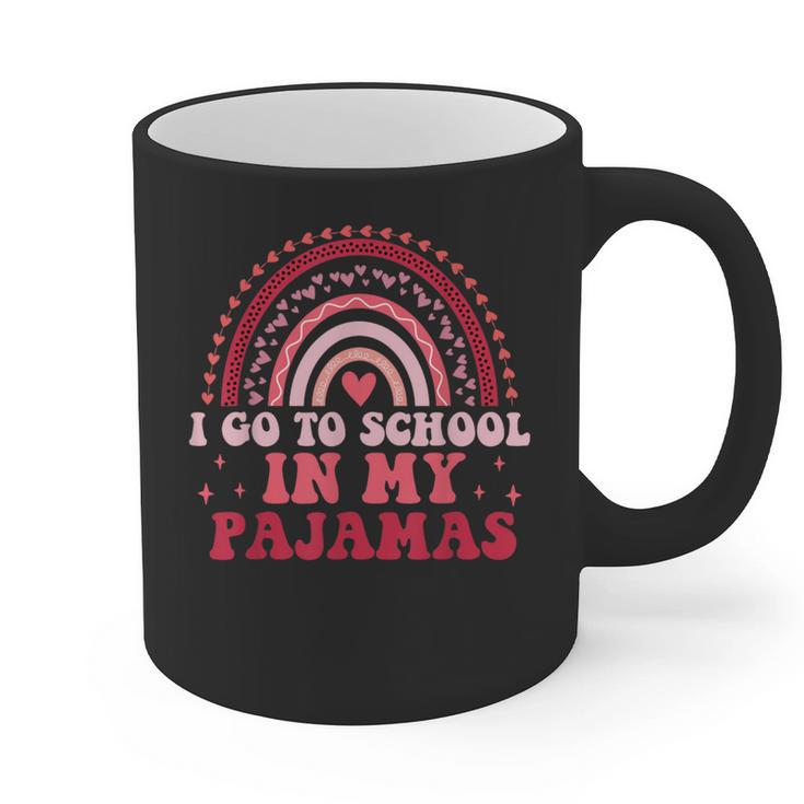 Rainbow Homeschool Mom Teacher I Go To School In My Pajamas Graphic Print Coffee Mug