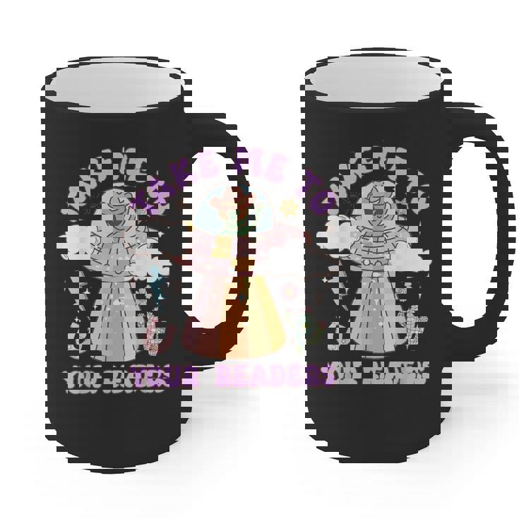 Take Me To Your Readers Alien Teacher Halloween Literacy Graphic Print Coffee Mug