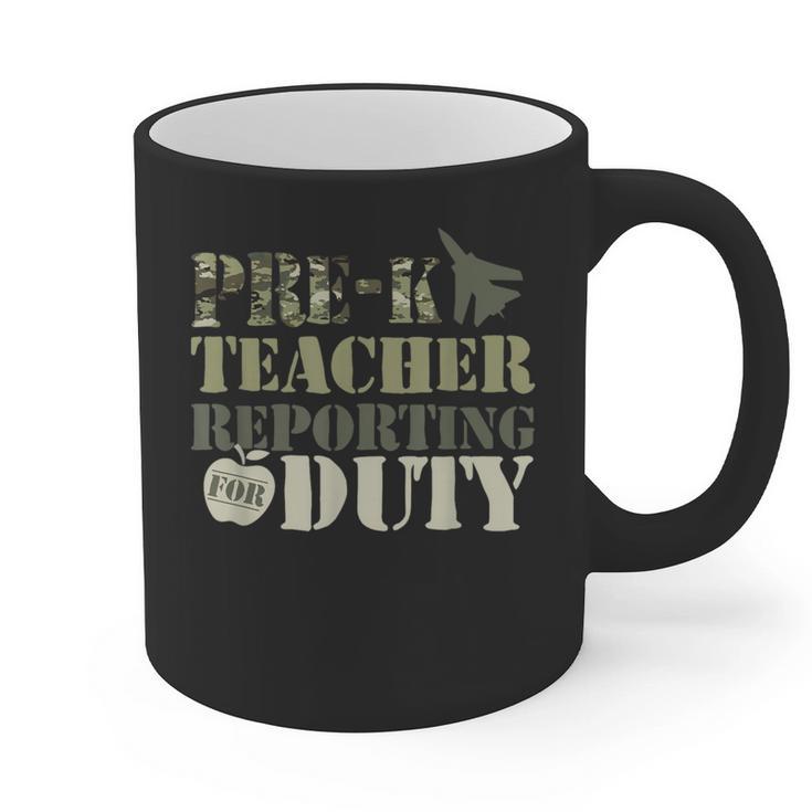 Retro Back To School Women Old Camo Pre-K Teacher Graphic Print Coffee Mug