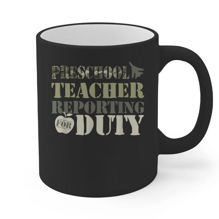 Retro Back To School Women Old Camo Preschool Teacher Graphic Print Coffee Mug