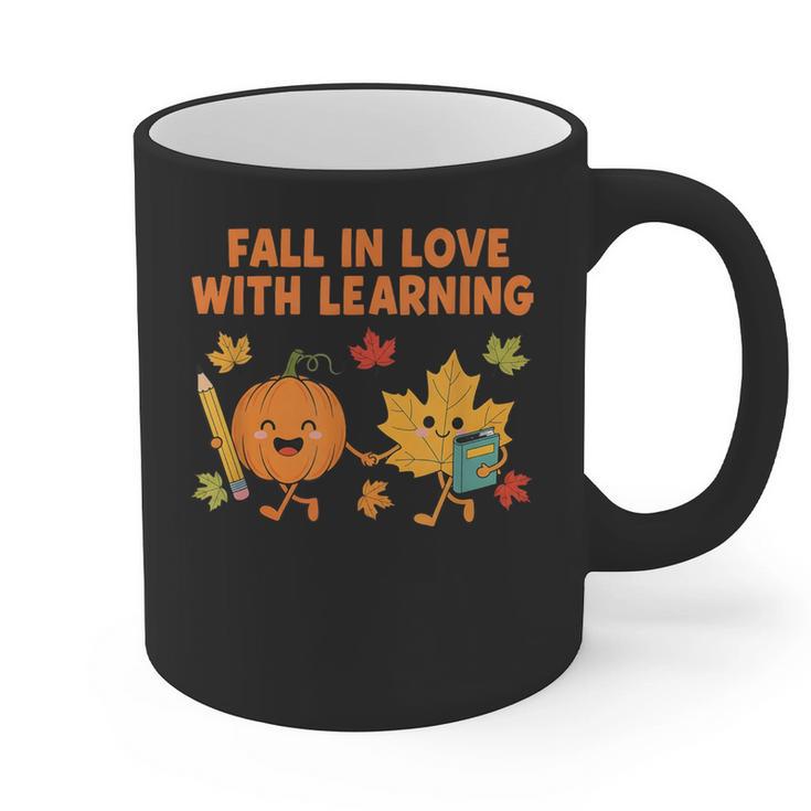 Retro Fall In Love With Learning Autumn Pumpkin Teacher Graphic Print Coffee Mug