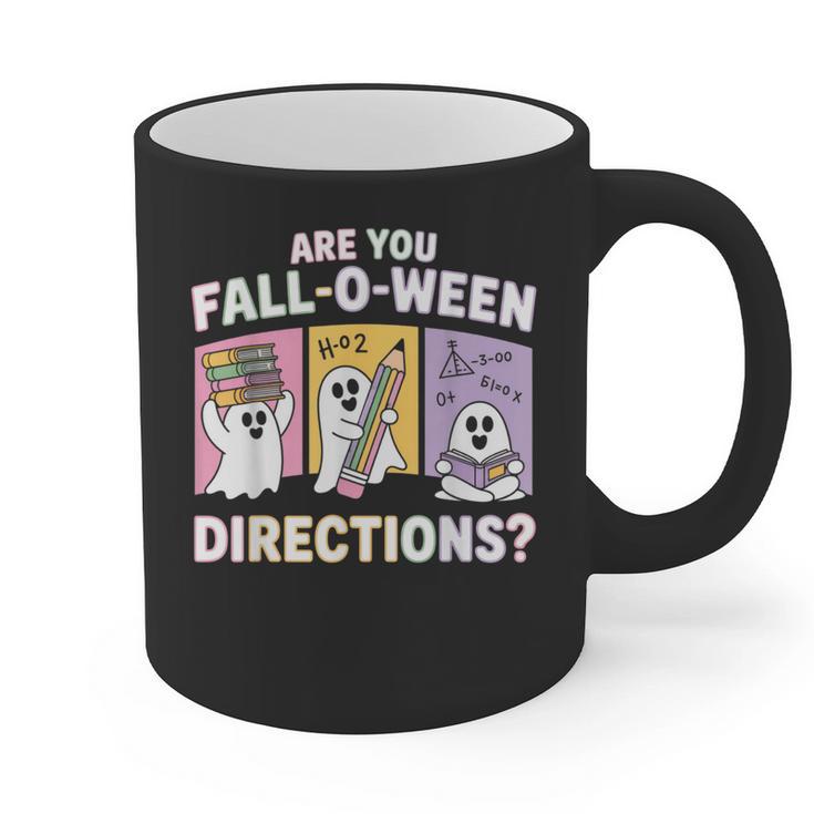 Retro Are You Fall O Ween Directions Teacher Halloween Ghost Graphic Print Coffee Mug