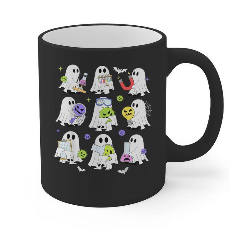 Retro Halloween Science Teacher Ghost Laboratory Teacher Graphic Print Coffee Mug