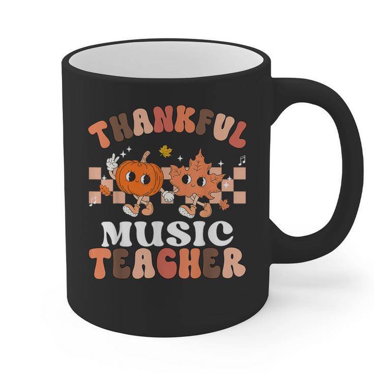 Retro Thankful Music Teacher Pumpkin Fall Thanksgiving Graphic Print Coffee Mug