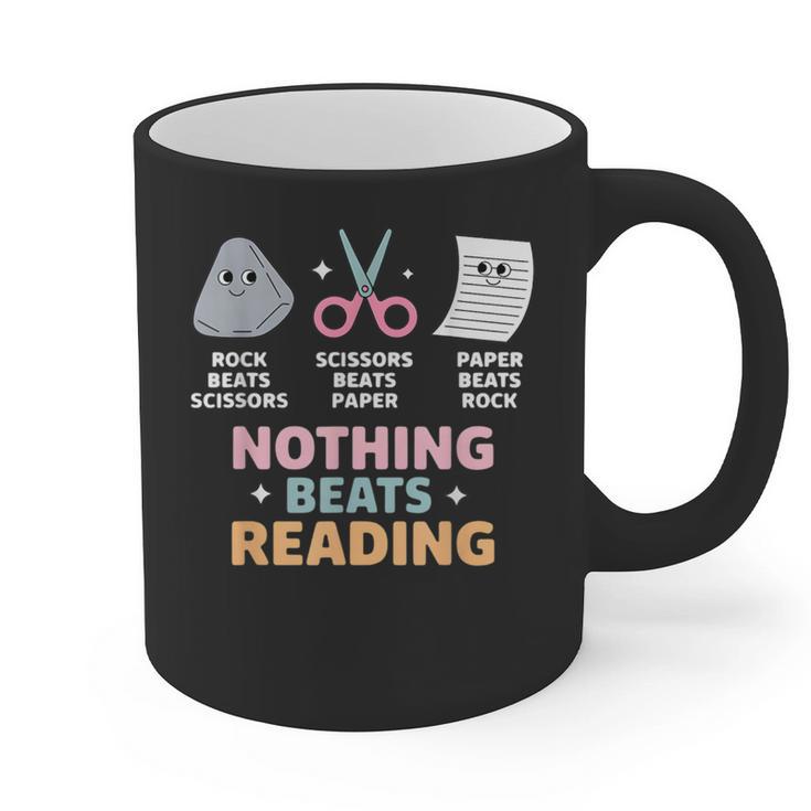 Rock Paper Scissors Teacher Librarian Nothing Beats Reading Graphic Print Coffee Mug
