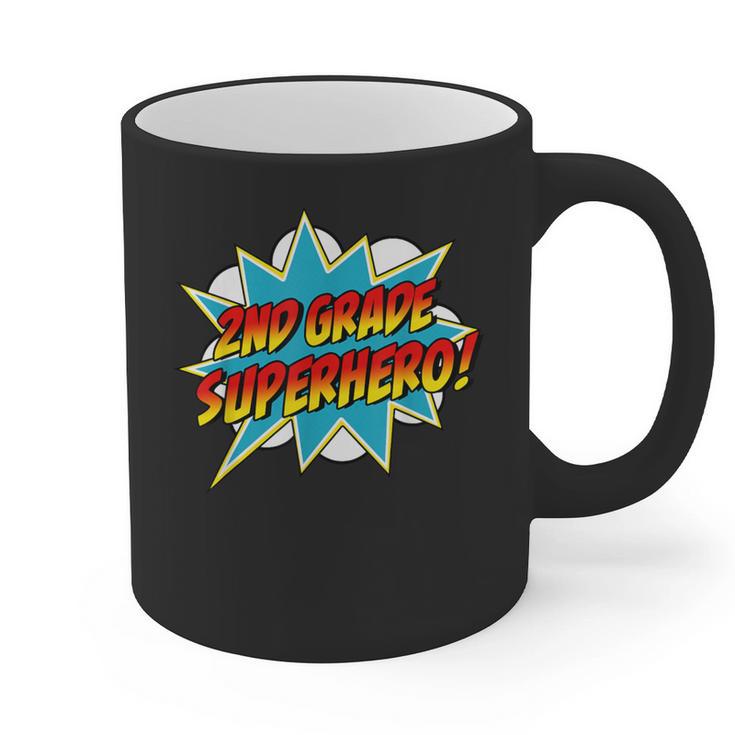Second Grade Superhero Teacher Student 2nd Grade Comic Retro Graphic Print Coffee Mug