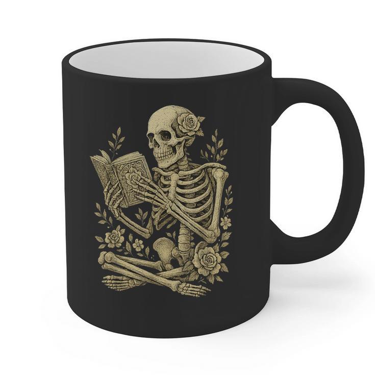 Skeleton Book Floral Skull Halloween Teacher Costume Graphic Print Coffee Mug
