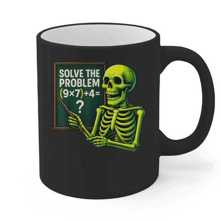Solve The Problem Skeleton Teacher Halloween Math Six Seven Graphic Print Coffee Mug