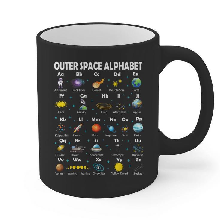 Space Alphabet Galaxy Astronaut Planets Student Teacher Graphic Print Coffee Mug