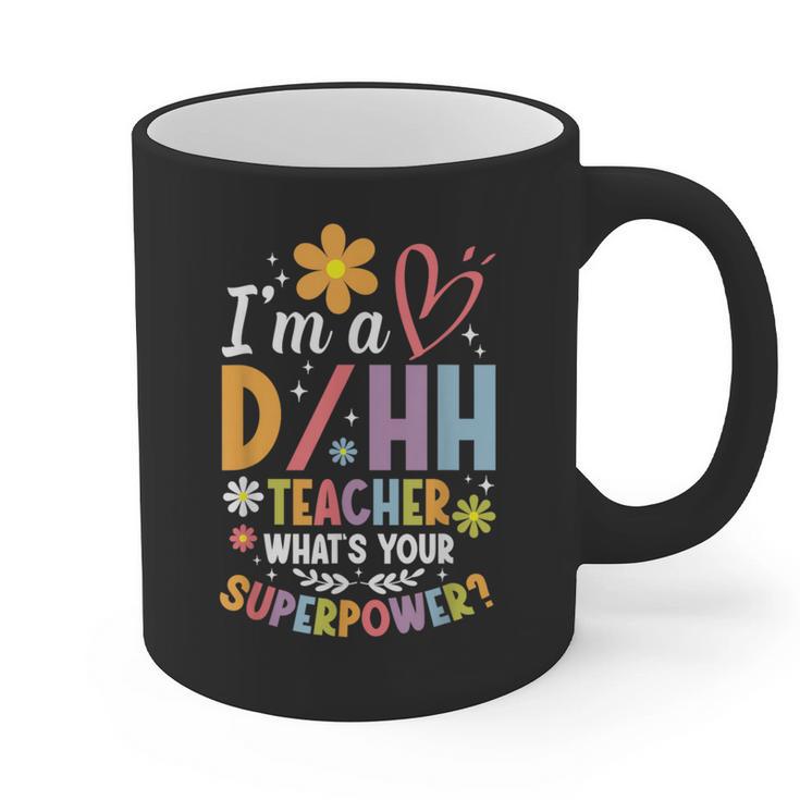 Special Education ASL Teacher Superpower DHH Teacher Graphic Print Coffee Mug