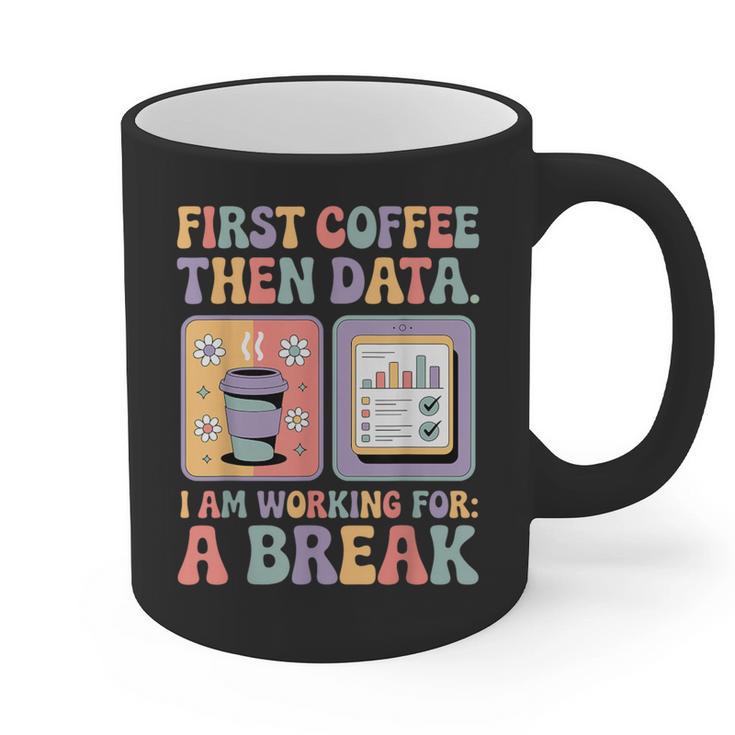 Special Education First Coffee Then Data Retro SPED Teacher Graphic Print Coffee Mug