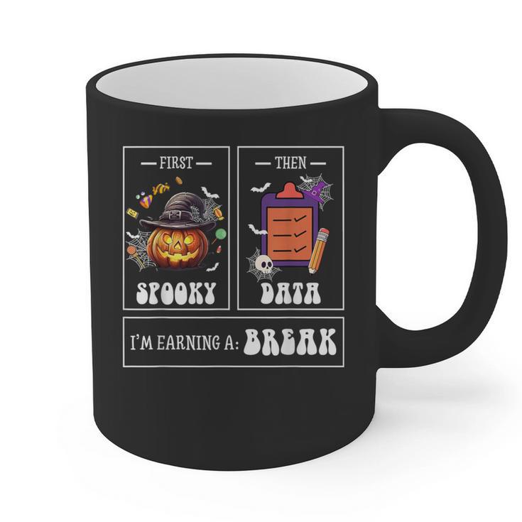 Sped Teacher Halloween First Spooky Then Data Sped Ed Team Graphic Print Coffee Mug