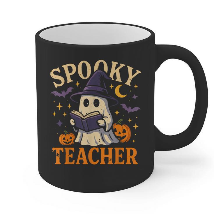Spooky Teacher Halloween Cute Ghost Pumpkin Reading Women Graphic Print Coffee Mug