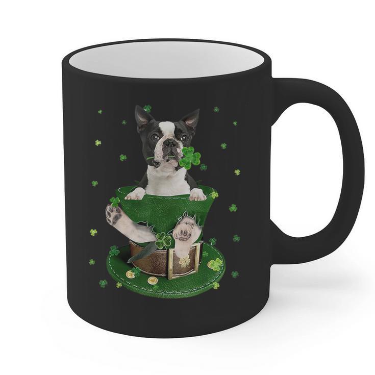 St Patrick's Day Leprechaun Boston Terrier Dog Shamrock For Men Women Kids Graphic Print Coffee Mug