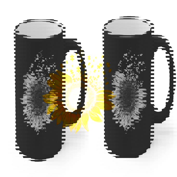 Sunflower Puzzle Pieces Autism Awareness For Mom Teacher For Women Graphic Print Coffee Mug