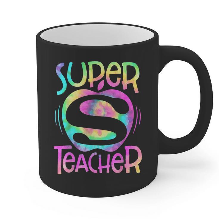 Super Teacher Back To School Apple Tie Dye First Day Graphic Print Coffee Mug