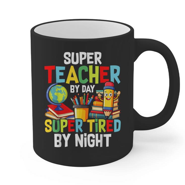 Super Teacher By Day Super Tired By Night Graphic Print Coffee Mug