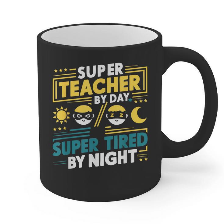Super Teacher By Day Super Tired By Night Superheroes School Graphic Print Coffee Mug