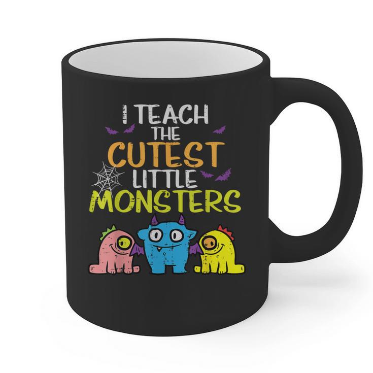I Teach Cutest Little Monsters Halloween Teacher Men Women Graphic Print Coffee Mug