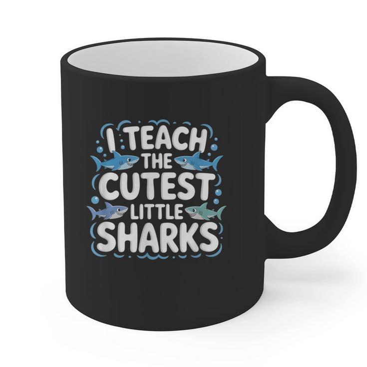 I Teach The Cutest Little Sharks Teacher School Graphic Print Coffee Mug