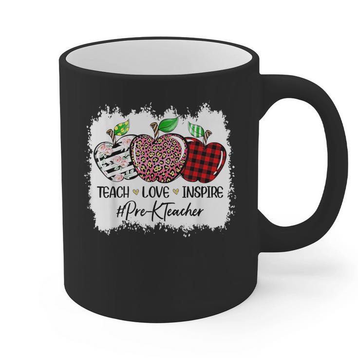 Teach Love Inspire Pre-k Teacher Apple Leopard Red Plain Graphic Print Coffee Mug