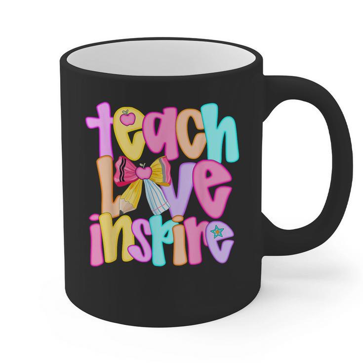 Teach Love Inspire Preppy Back To School Teacher Women Graphic Print Coffee Mug