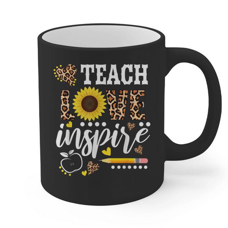 TEACH LOVE INSPIRE Teacher Sunflower Appreciation Graphic Print Coffee Mug