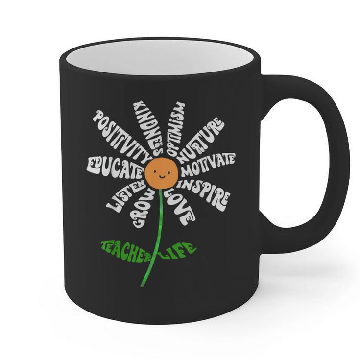 Teach Love Inspire Teachers Inspirational Flower Teachers Graphic Print Coffee Mug