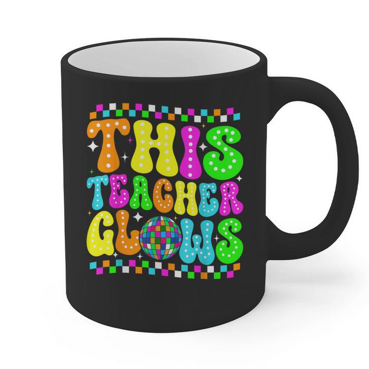 This Teacher 80s 90s Teachers's Day Glows Last Day Of School Graphic Print Coffee Mug