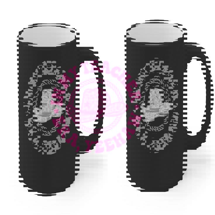 In My Teacher Era Yeehaw Pink Teacher Western Cowgirl Graphic Print Coffee Mug