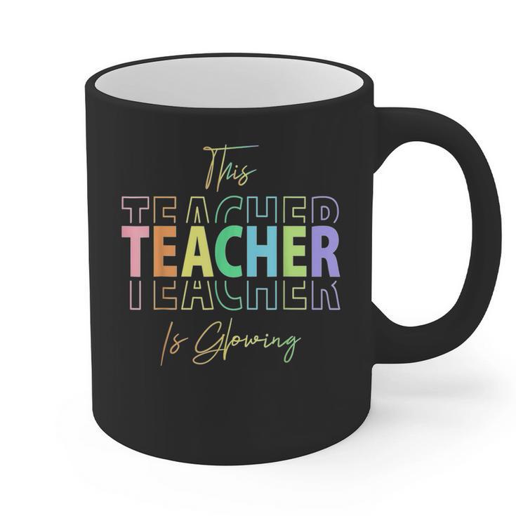 This Teacher Is Glowing Hello Summer End Of School Graphic Print Coffee Mug