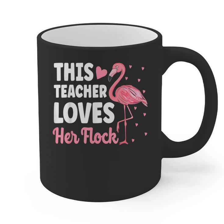 This Teacher Loves Her Flock Teaching Flamingo Girl Graphic Print Coffee Mug