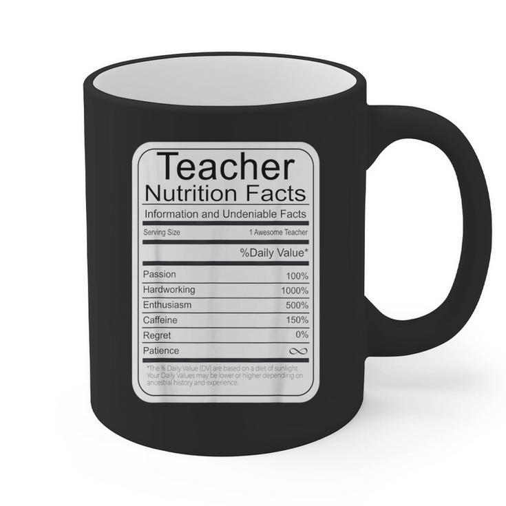 Teacher Nutrition Facts Teachers Nutritional Fact Graphic Print Coffee Mug