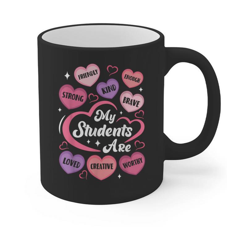 Teacher Positive Affirmations Candy Heart Valentine's Day Graphic Print Coffee Mug