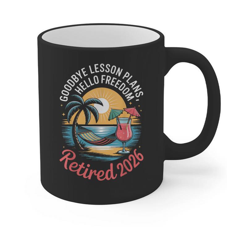 Teacher Retirement Shirts 2026 Goodbye Lesson Hello Freedom Graphic Print Coffee Mug