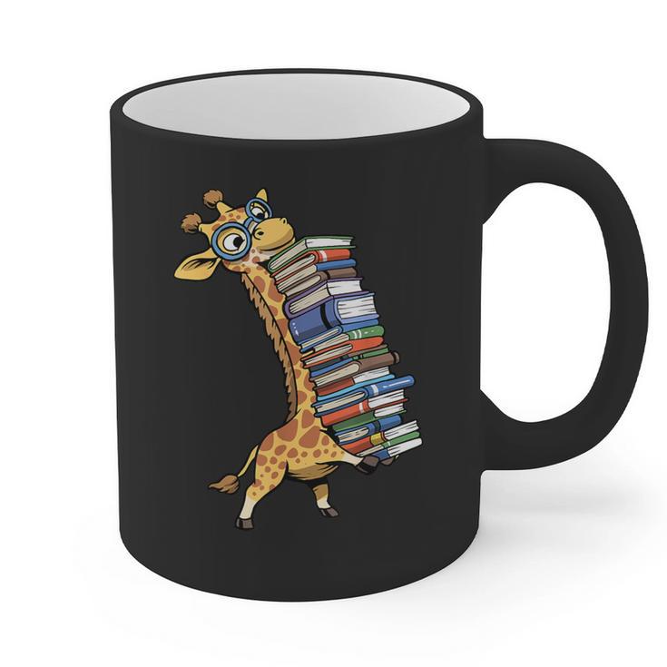Teacher Shirt Giraffe Holding Books Bookworm Librarian Graphic Print Coffee Mug