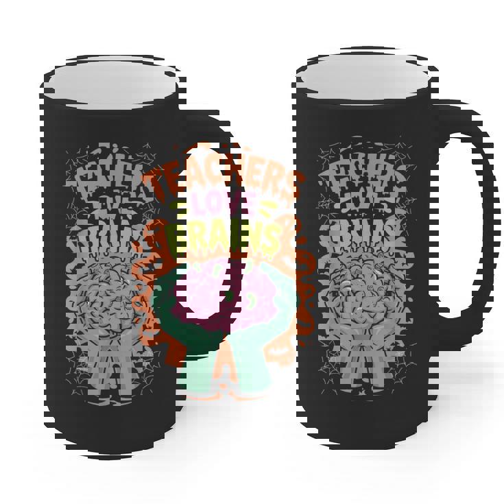 Teacher Teachers Love Brains Halloween Men Women Graphic Print Coffee Mug