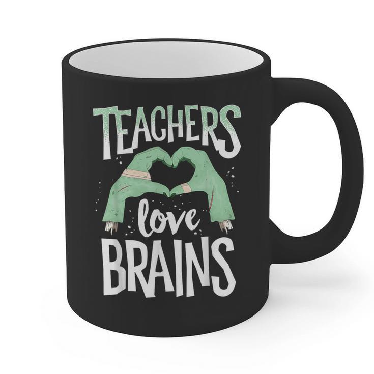 Teachers Love Brains Halloween Costume Trick Treat Zombie Graphic Print Coffee Mug