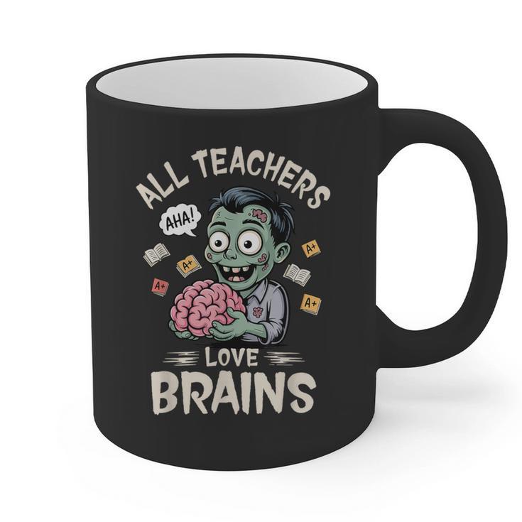 Teachers Love Brains Tee-Shirt Men Women Halloween Teacher Graphic Print Coffee Mug