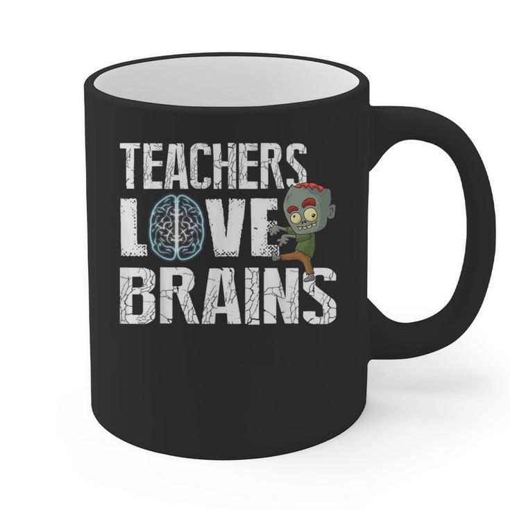 Teachers Love Brains Zombie Halloween Hilarious Graphic Print Coffee Mug