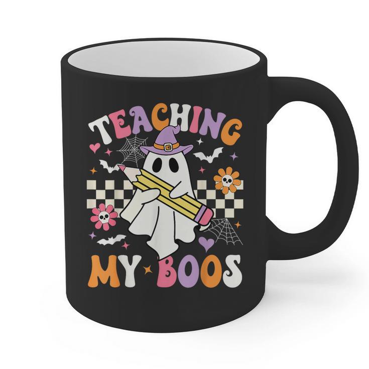 Teaching My Boos Ghost Teacher Cute Groovy Halloween Teacher Graphic Print Coffee Mug
