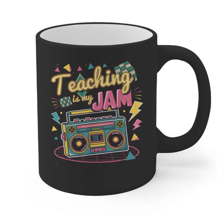 Teaching Is My Jam Groovy Retro Teacher Back To School Graphic Print Coffee Mug