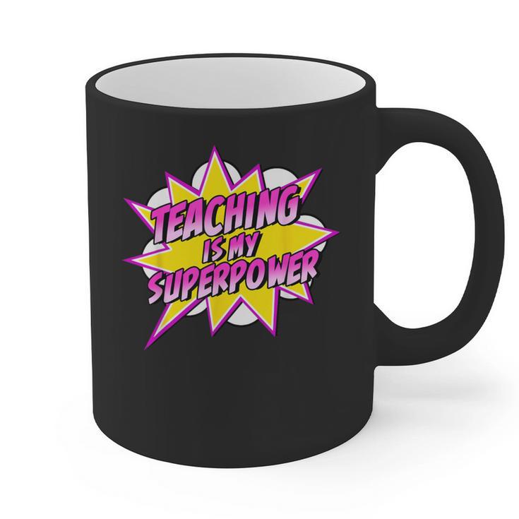 Teaching Is My Superpower Retro Comic Super Teacher Graphic Print Coffee Mug