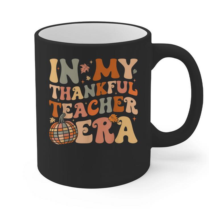 In My Thankful Teacher Era Cute Groovy Thanksgiving Teacher Graphic Print Coffee Mug