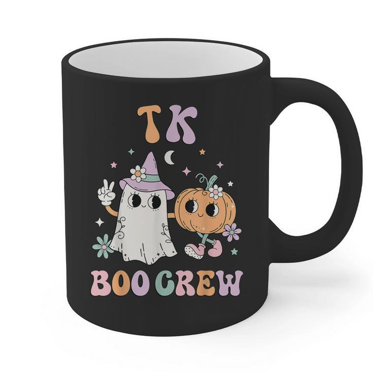 TK Boo Crew Retro Groovy Halloween Floral Ghost TK Teacher Men Women Kids Graphic Print Coffee Mug