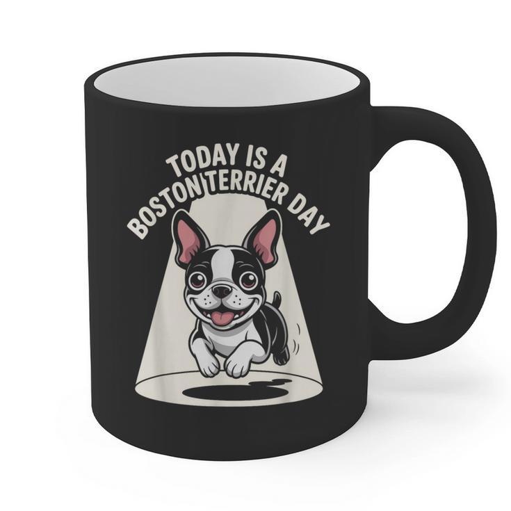 Today Is A Boston Terrier Day Cute Dog Lover Cartoon Graphic Print Coffee Mug