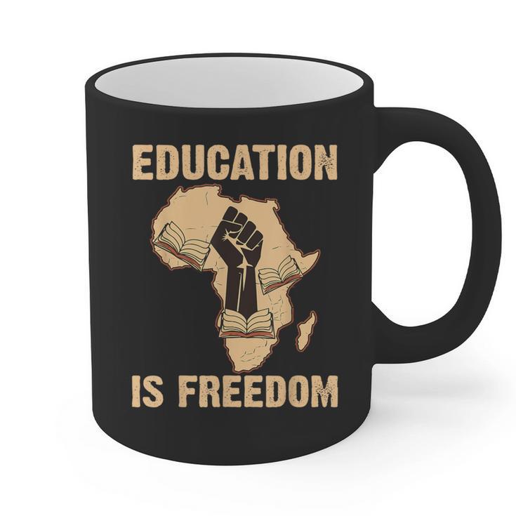 History Education Is Freedom African Map Black Teacher Graphic Print Coffee Mug