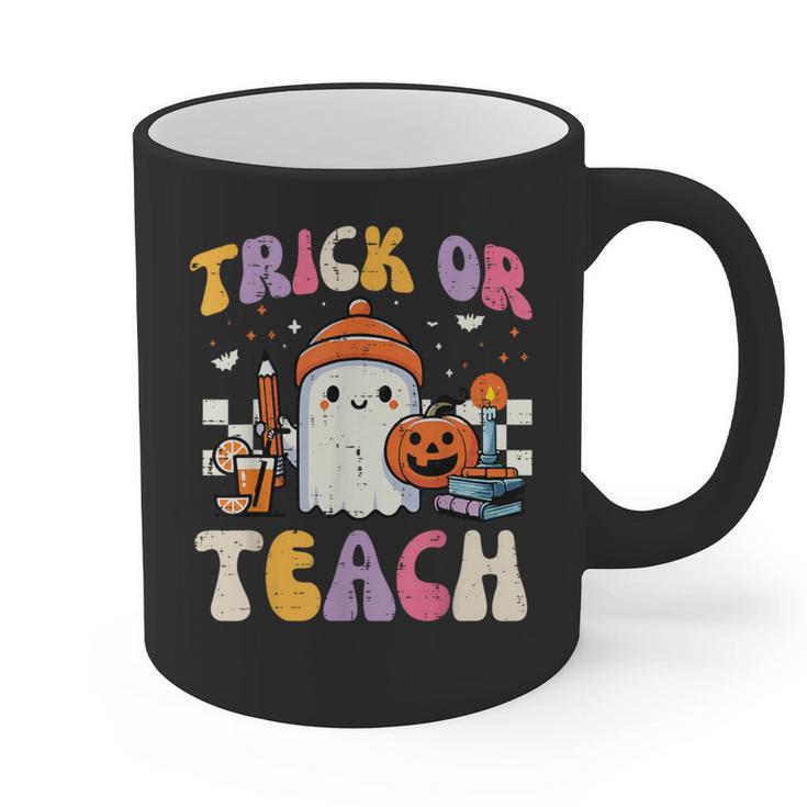 Trick Or Teach Ghost Teacher School Halloween Men Women Graphic Print Coffee Mug